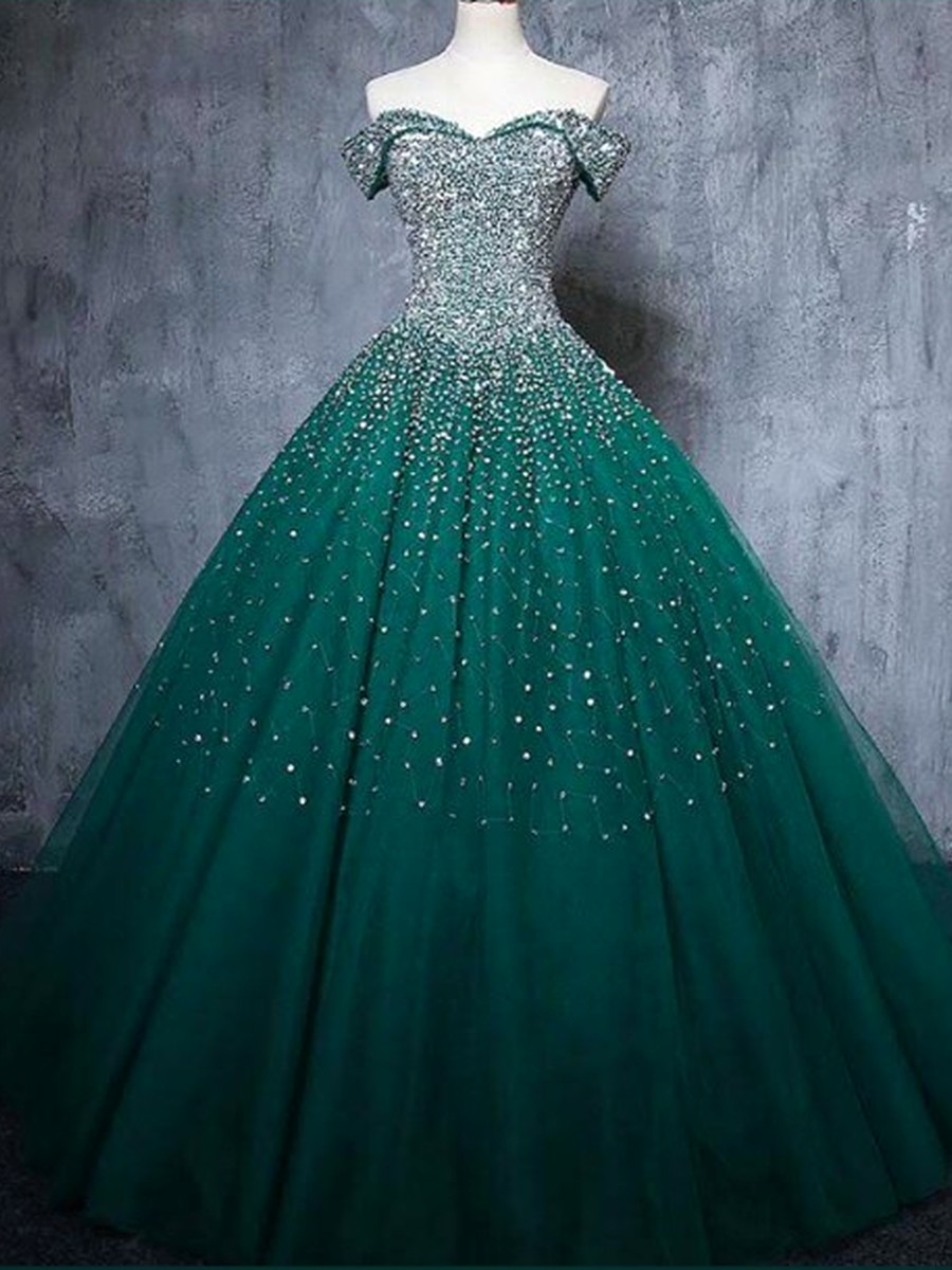 Emerald embellished gown