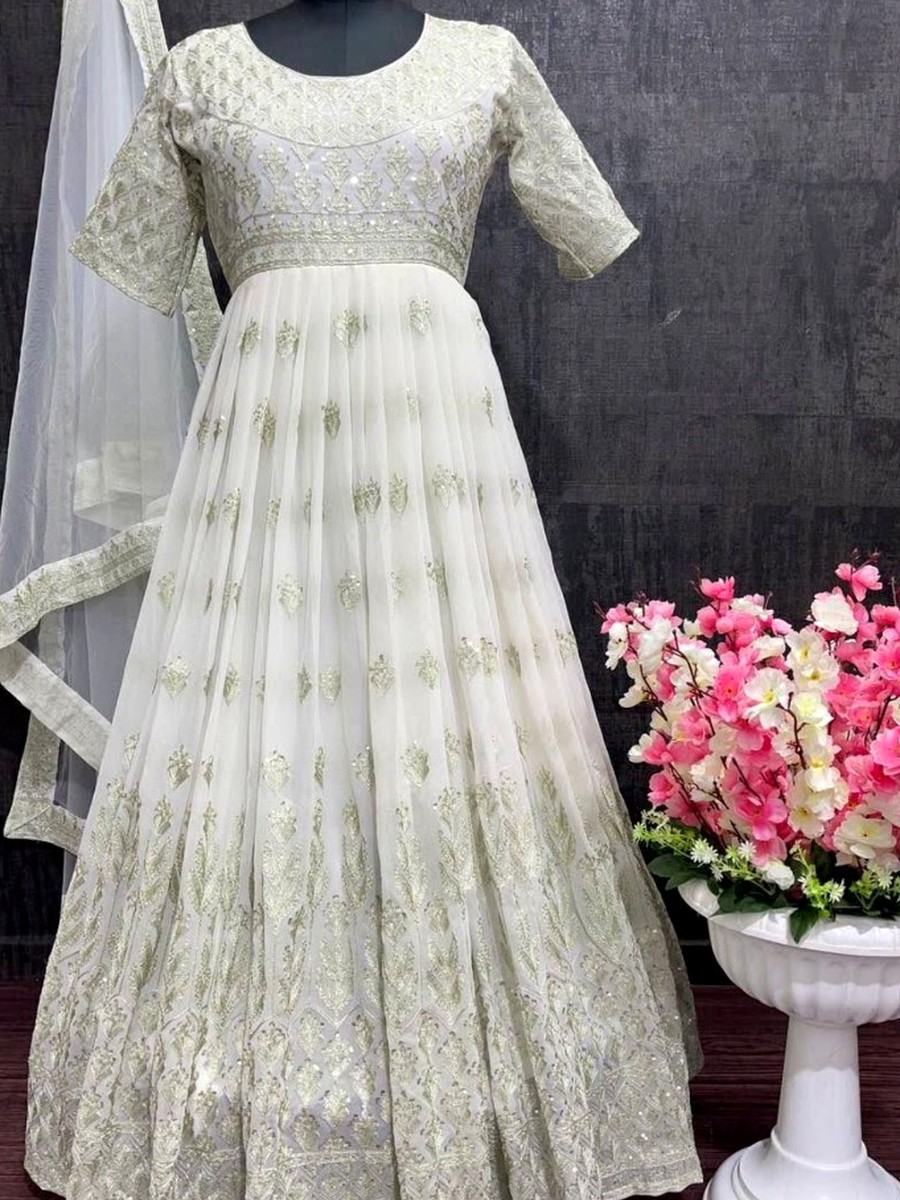 Ivory embroidered dress